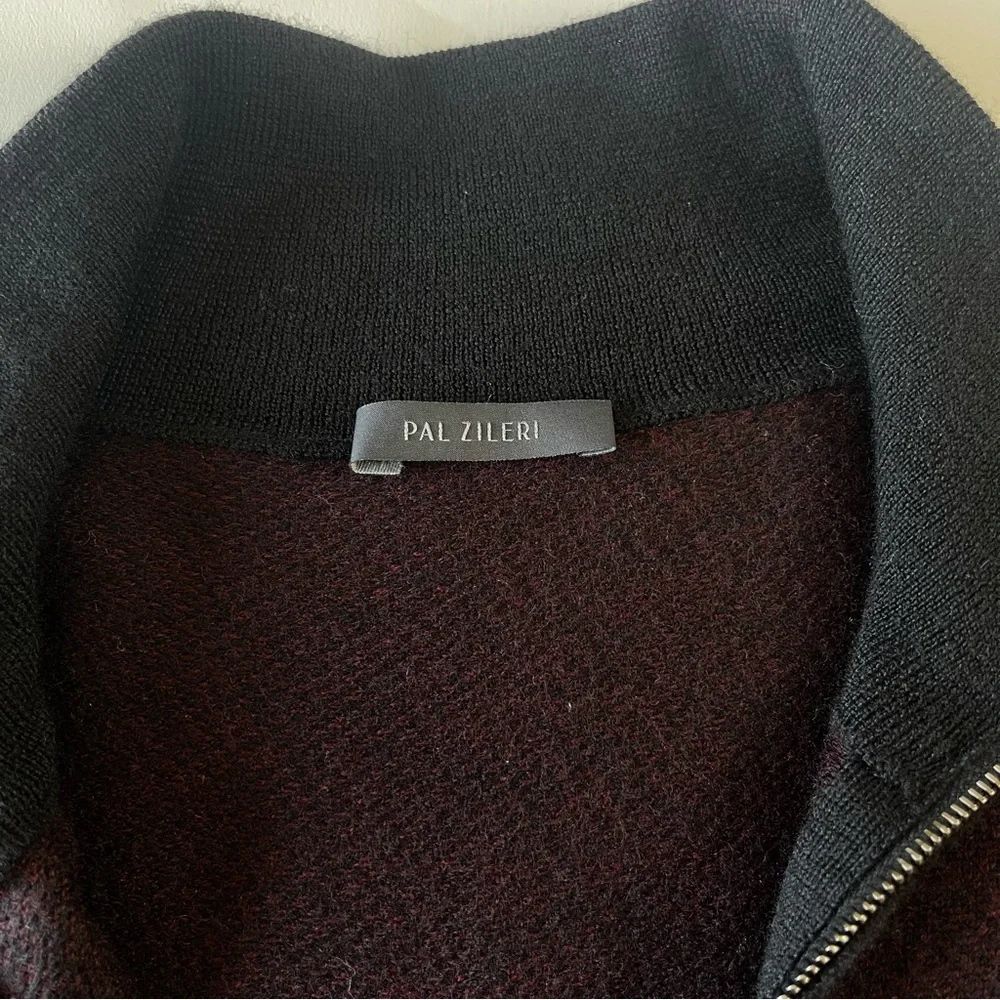Pal Zileri 100% Lana Wool 1/4 Zip Sweater Burgundy Black